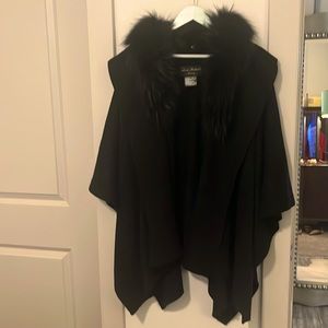 Linda Richards Luxury cashmere wrap with removable fur collar